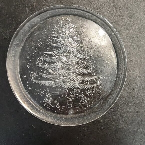 Vintage DURALEX 13" Christmas Glass Serving Platter - Picture 1 of 3